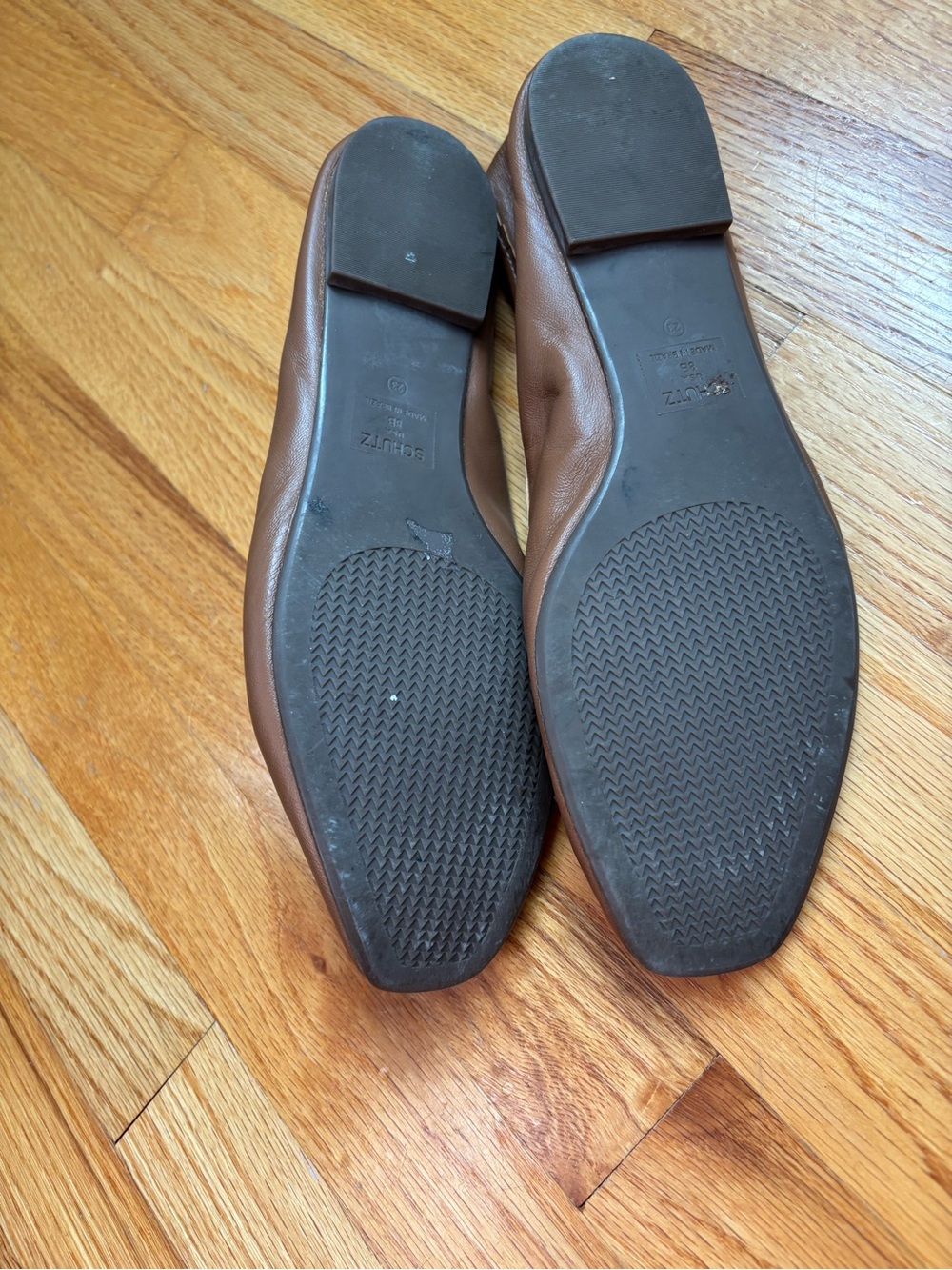 SCHUTZ Arissa Tan Leather Bow Ballet Flats - Picture 9 of 10